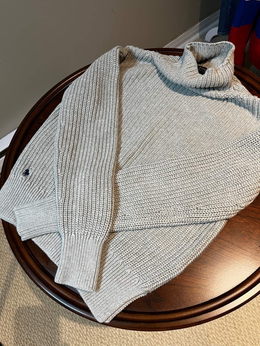 Polo Ralph Lauren Chunky Knit Struct Mock Neck Sweater – Oatmeal Grey